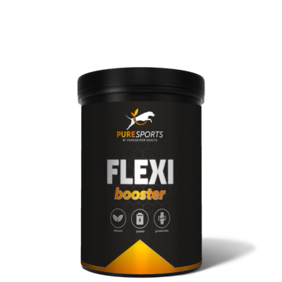 PureSports Flexi Booster - natürliche Ergänzung für aktive Hunde für ausgewachsene, aktive Hunde für optimale Kondition und Unterstützung des Bewegungsapparates Kollagen nährt das Bindegewebe und Boswellia verbessert die Blutzirkulation Das Produkt richtet sich an ausgewachsene Hunde, insbesondere für aktive Hunde und Rassen, die zu Gelenk- und Muskelproblemen neigen. Die Mischung aus leicht vom Körper aufzunehmenden Inhaltsstoffen wurde entwickelt, um eine optimale Kondition zu erhalten und das Muskel-Skelett-System zu unterstützen. Hydrolysiertes Fischkollagen vom Typ II nährt das Bindegewebe, das unter anderem die Gelenke und Knochen aufbaut. Boswelliasäuren verbessern die Durchblutung und reduzieren Schwellungen im Bewegungsapparat.
