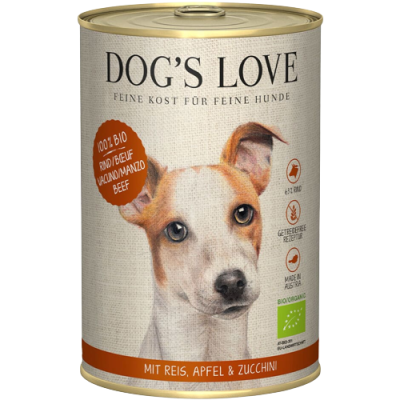 DOG'S LOVE - BIO RIND mit Bio-Naturreis & Bio-Apfel 200g Hunde Nassfutter - BIO RIND - mit Bio-Naturreis & Bio-Apfel