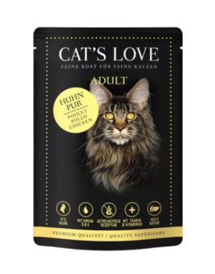 CAT'S LOVE - ADULT Huhn Pur mit Leinöl & Brennnessel 85g