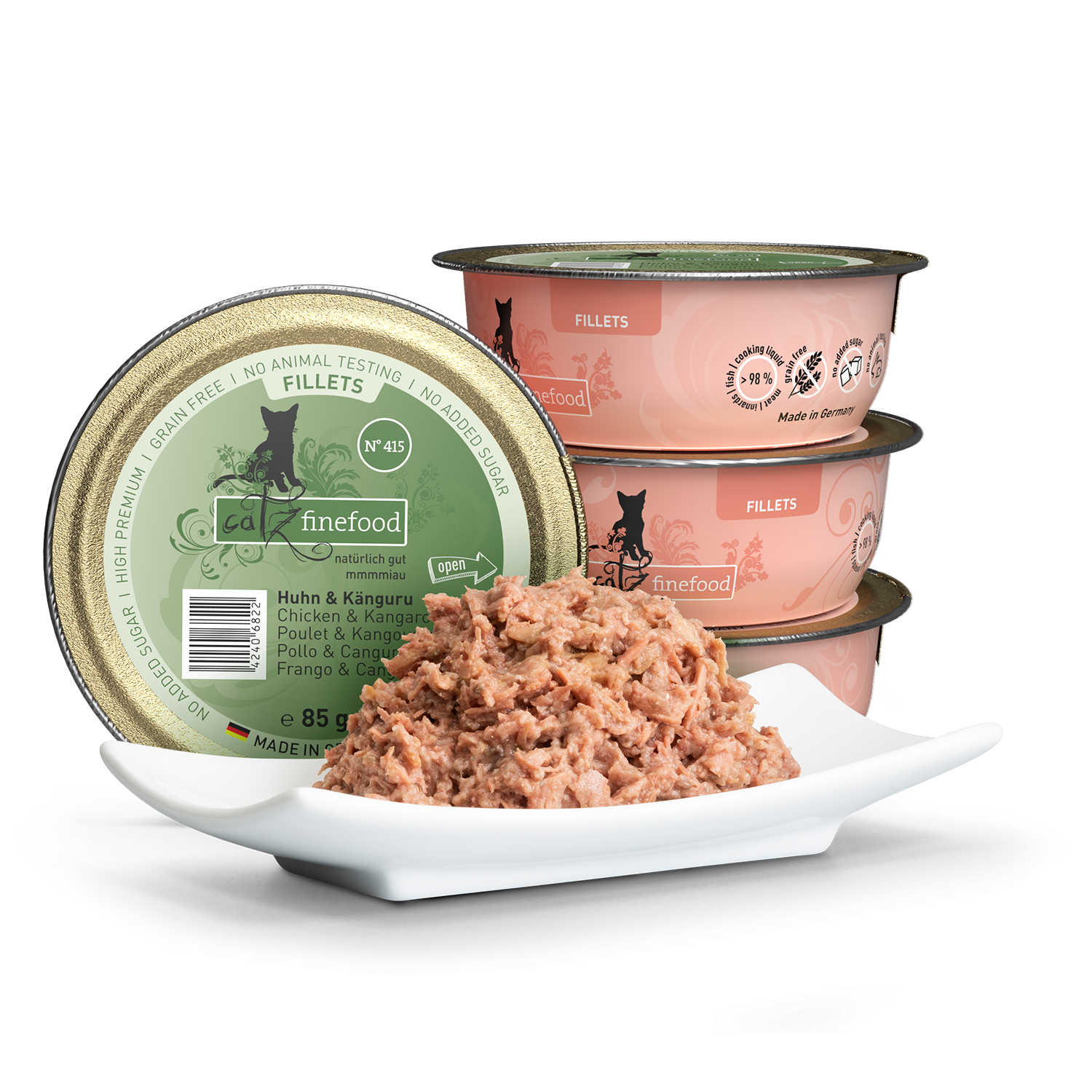 catz finefood Fillets N° 415 - Huhn & Känguru in Jelly 85g, Nassfutter, Katzenfutter