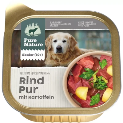 Hunde Nassfutter SENIOR RIND PUR mit Kartoffeln und Seealge, Seniorenhundefutter, PureNAture