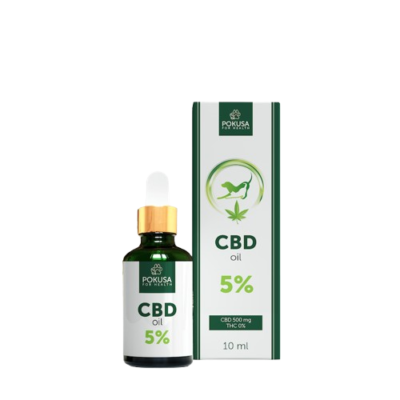 Pokusa - CBD-Öl mit Lachsöl für Hunde. 10 ml Flasche mit 5% (500 mg) CBD für Hunde