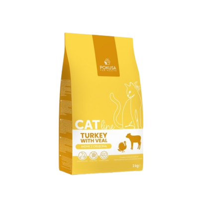 Pokusa - Trockenfutter für Katzen CatLine Pute mit Kalb 3kg